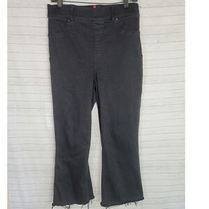 SPANX RAW HEM FLARE BLACK PULL ON JEANS, SZ LARGE